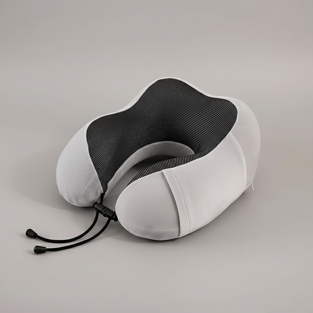 Almofada de pescoço cinza claro