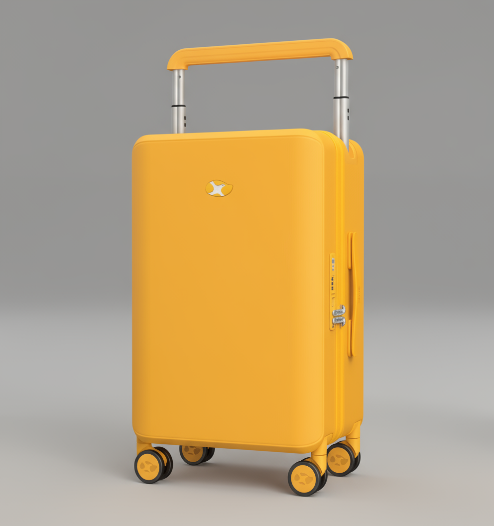 Mala amarela com fundo cinzento