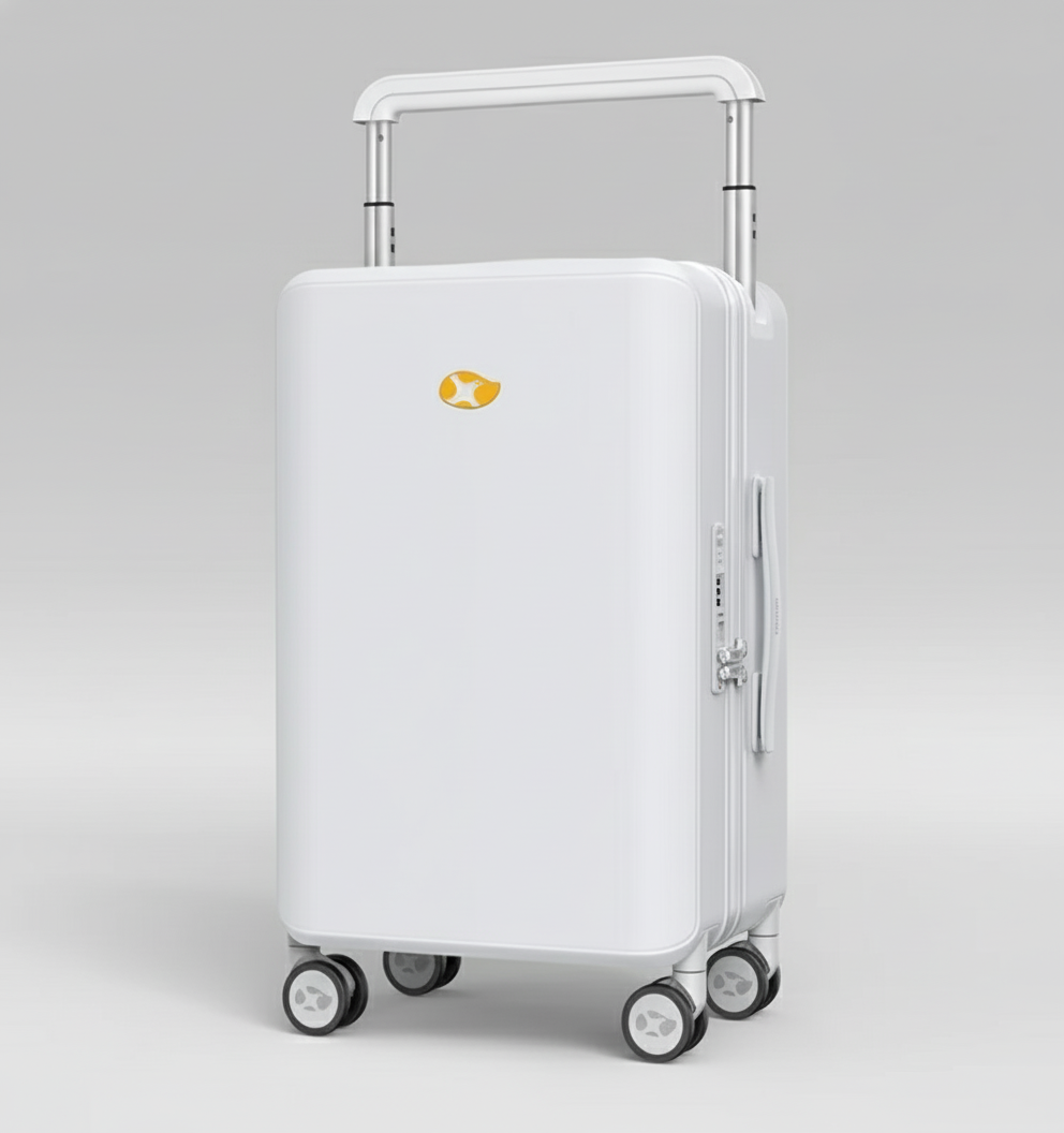 Mala branca com fundo cinzento