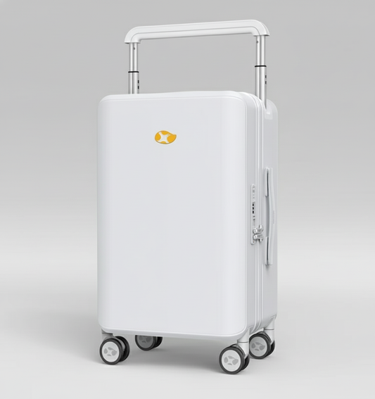 Mala branca com fundo cinzento