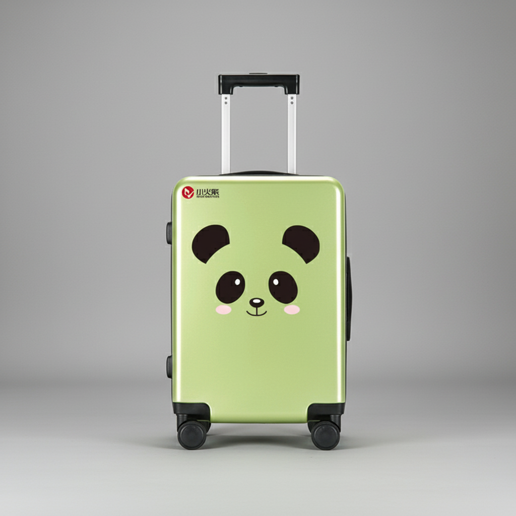 Mala verde com panda - fundo cinzento