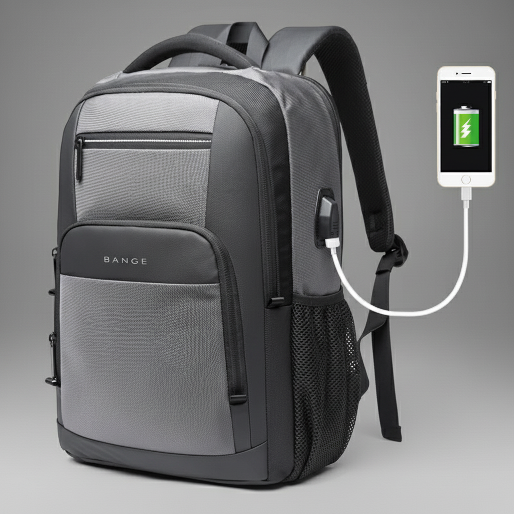 Mochila BANGE Cinza com fundo cinza