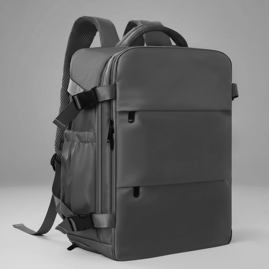 Mochila cinzenta com fundo cinzento